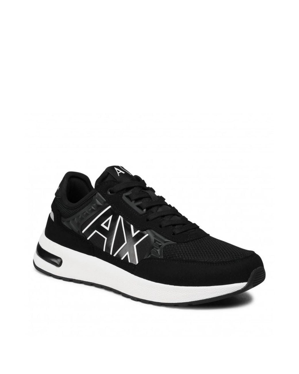 ARMANI EXCHANGE Black Logo-Print Low-Top Sneakers for men