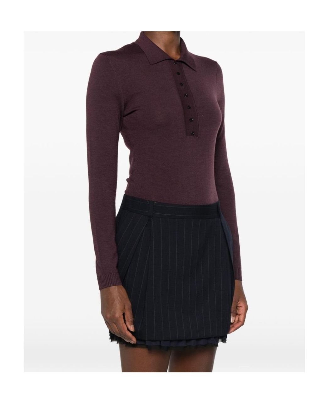 Pinko Purple Long-Sleeve Buttoned Bodysuit