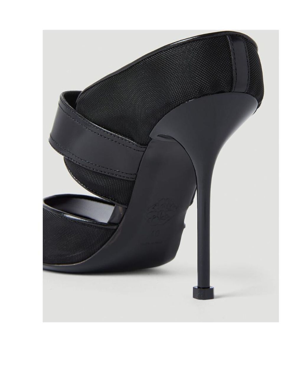 McQueen Black Punk Buckle Heeled Mules