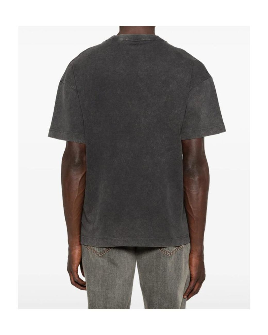 Palm Angels Gray Logo-Print Faded-Effect T-Shirt for men