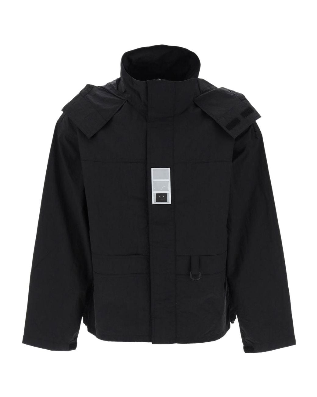 Acne Black Face-Patch Hooded Jacket for men