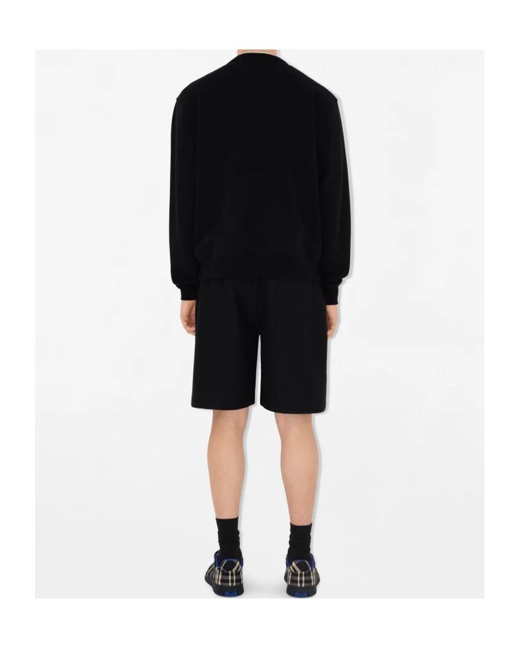 Burberry Black Flocked-Logo Cotton-Blend Shorts for men