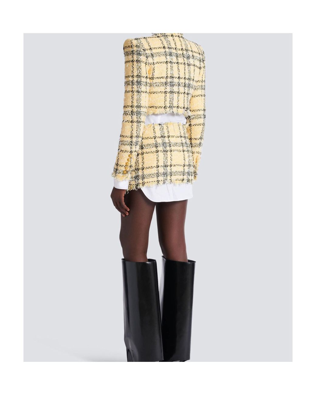 Balmain Metallic Glitter Tweed Cropped Jacket