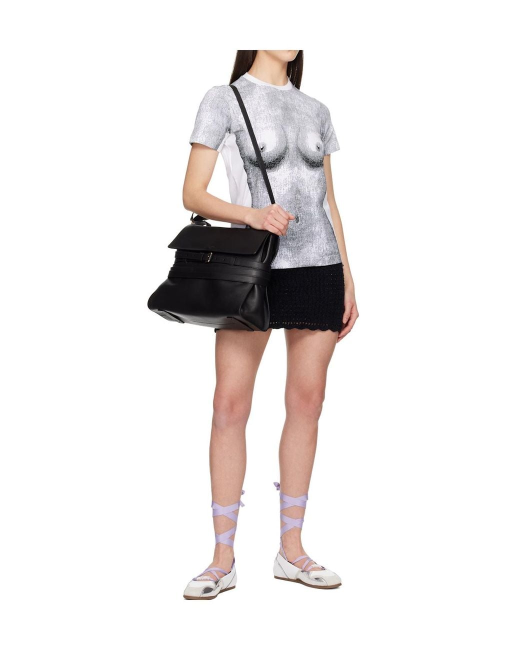 Moschino Natural Suede Mirror Effect Ballet Flats