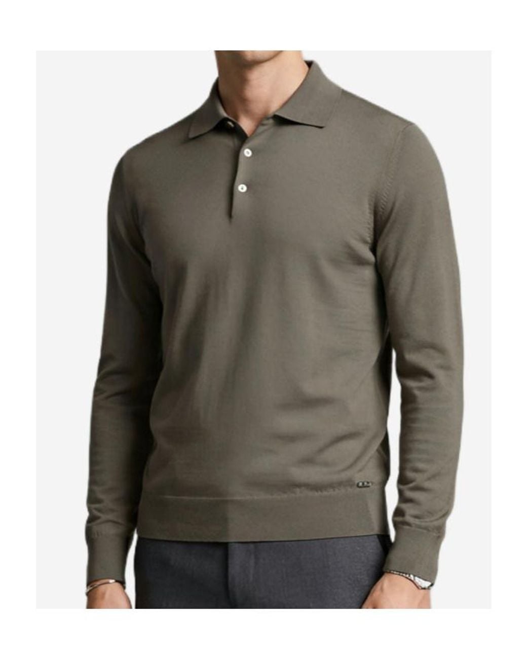 Brunello Cucinelli Green Long-Sleeve Polo Shirt for men