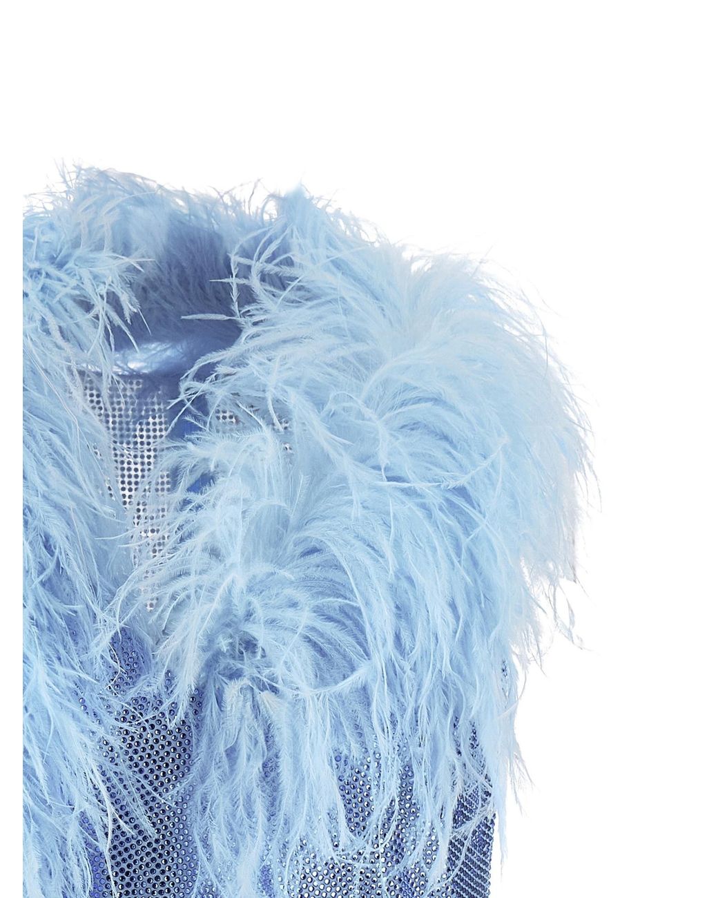 GIUSEPPE DI MORABITO Blue Draped Feather Mini Dress