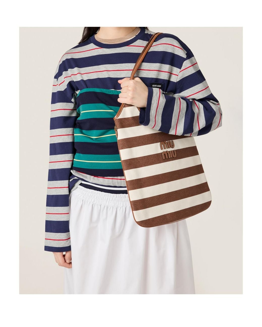 Miu Miu White Ivy Canvas And Leather Bag
