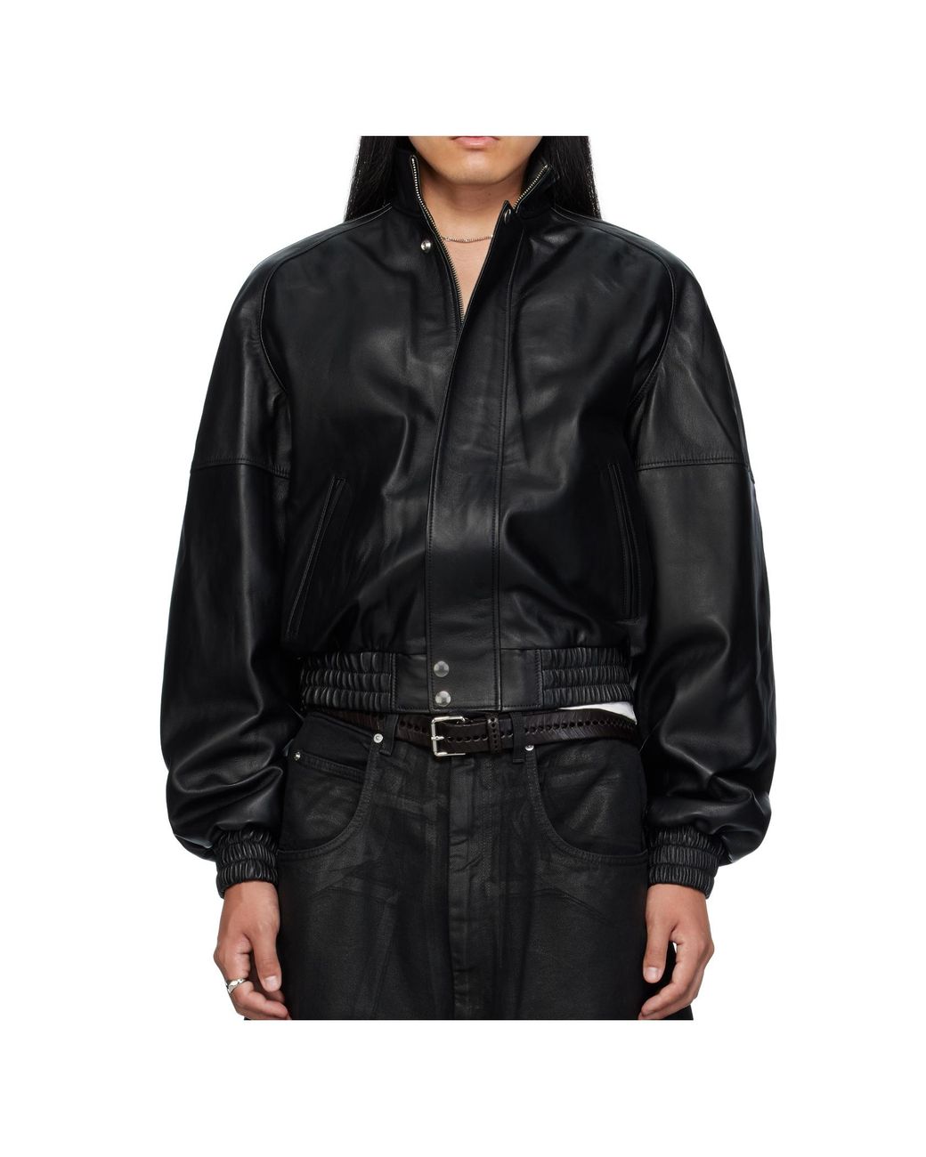 Lu'u Dan Black Blouson Leather Jacket for men
