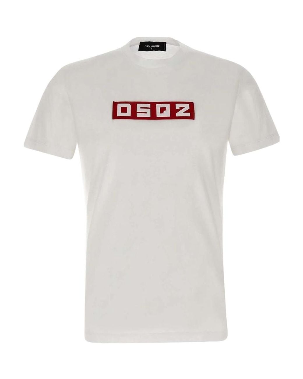 DSquared² White D2 Logo Patch Crewneck T-Shirt for men