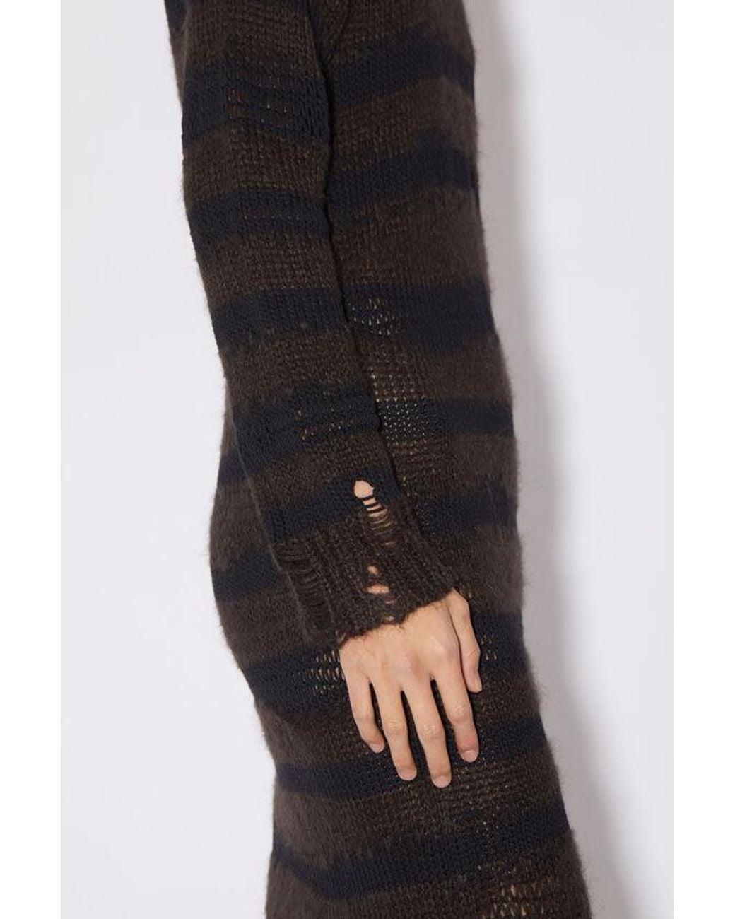 Acne Black Crewneck Open-Knit Midi Dress