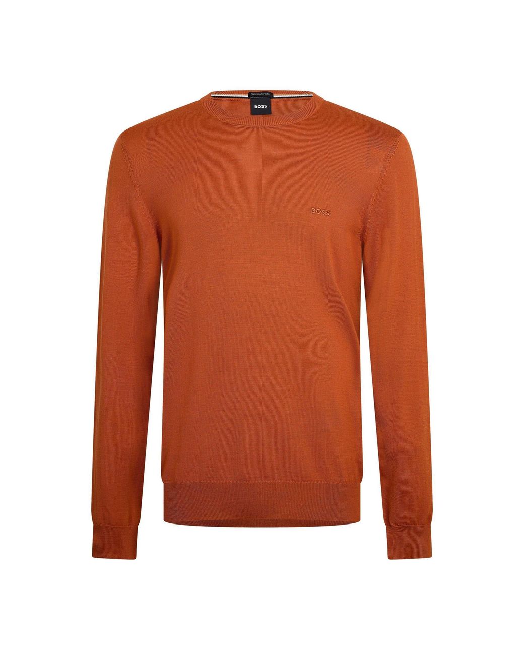 Boss Brown Crew Neck Long-Sleeve Knit Sweater for men