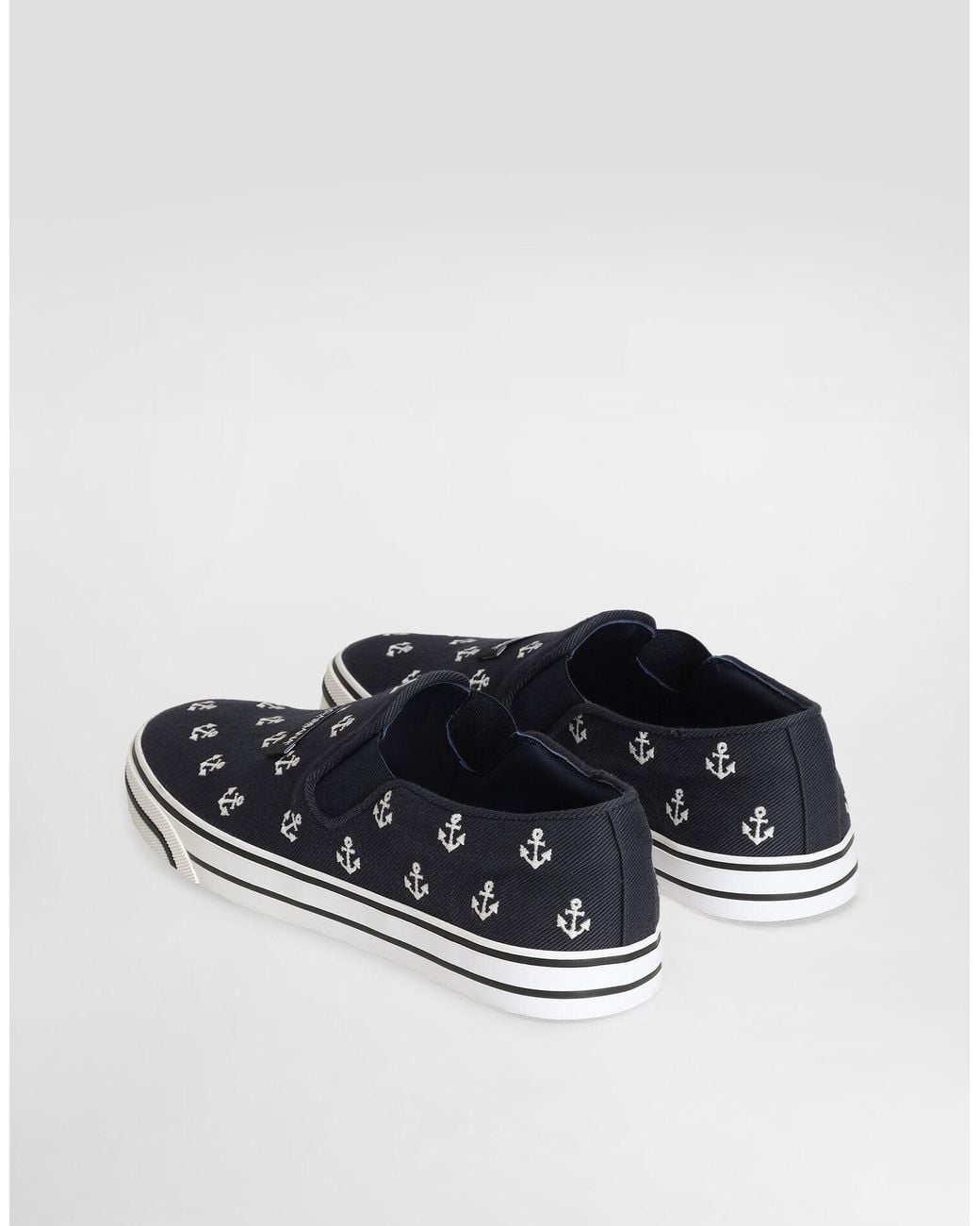 Dolce & Gabbana Blue Anchor Print Slip-Ons for men