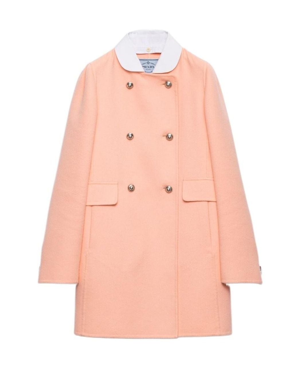 Prada Pink Double-Breasted Lightweight Cashmere Peacoat