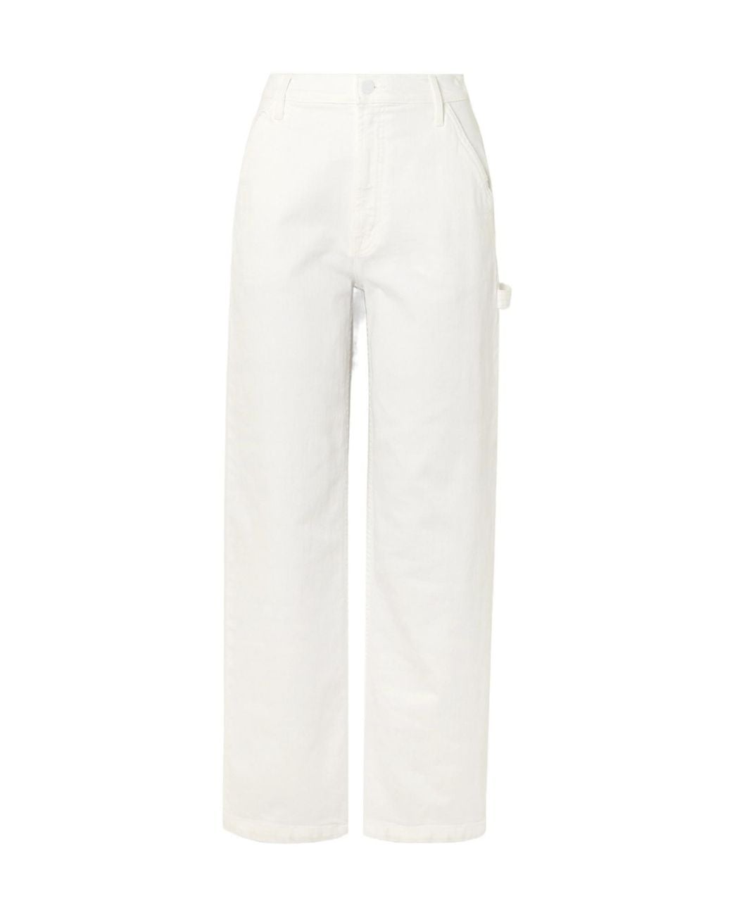 Mother White High-Rise Straight-Leg Jeans