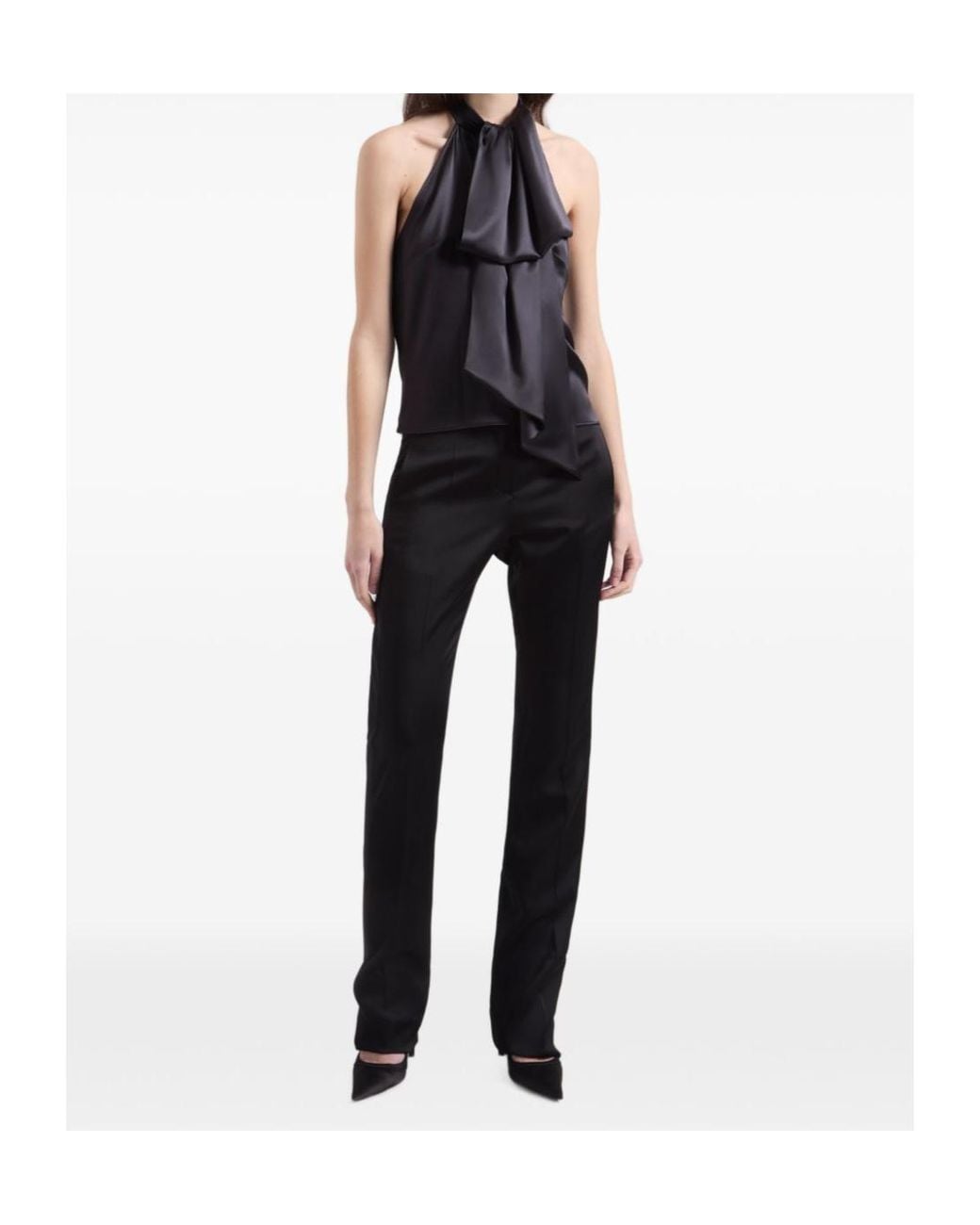 Nina Ricci Black Halterneck Draped Sleeveless Top