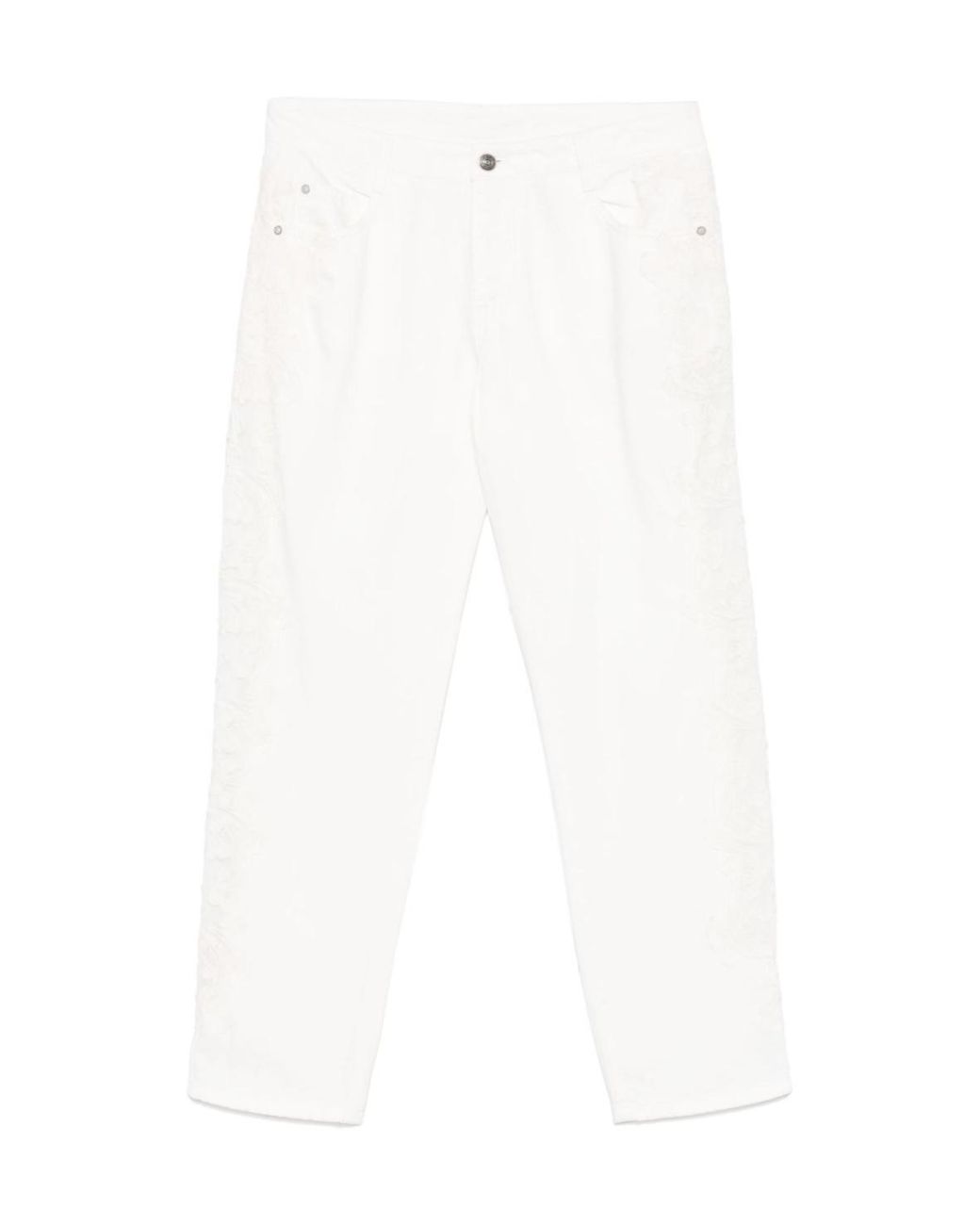 Ermanno Scervino White Lace-Detail Jeans