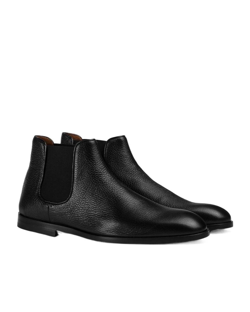 Doucal's Black Deerskin Ankle Boot for men