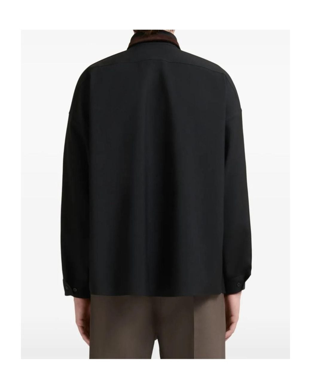 Marni Black Collared Long-Sleeve Shirt for men
