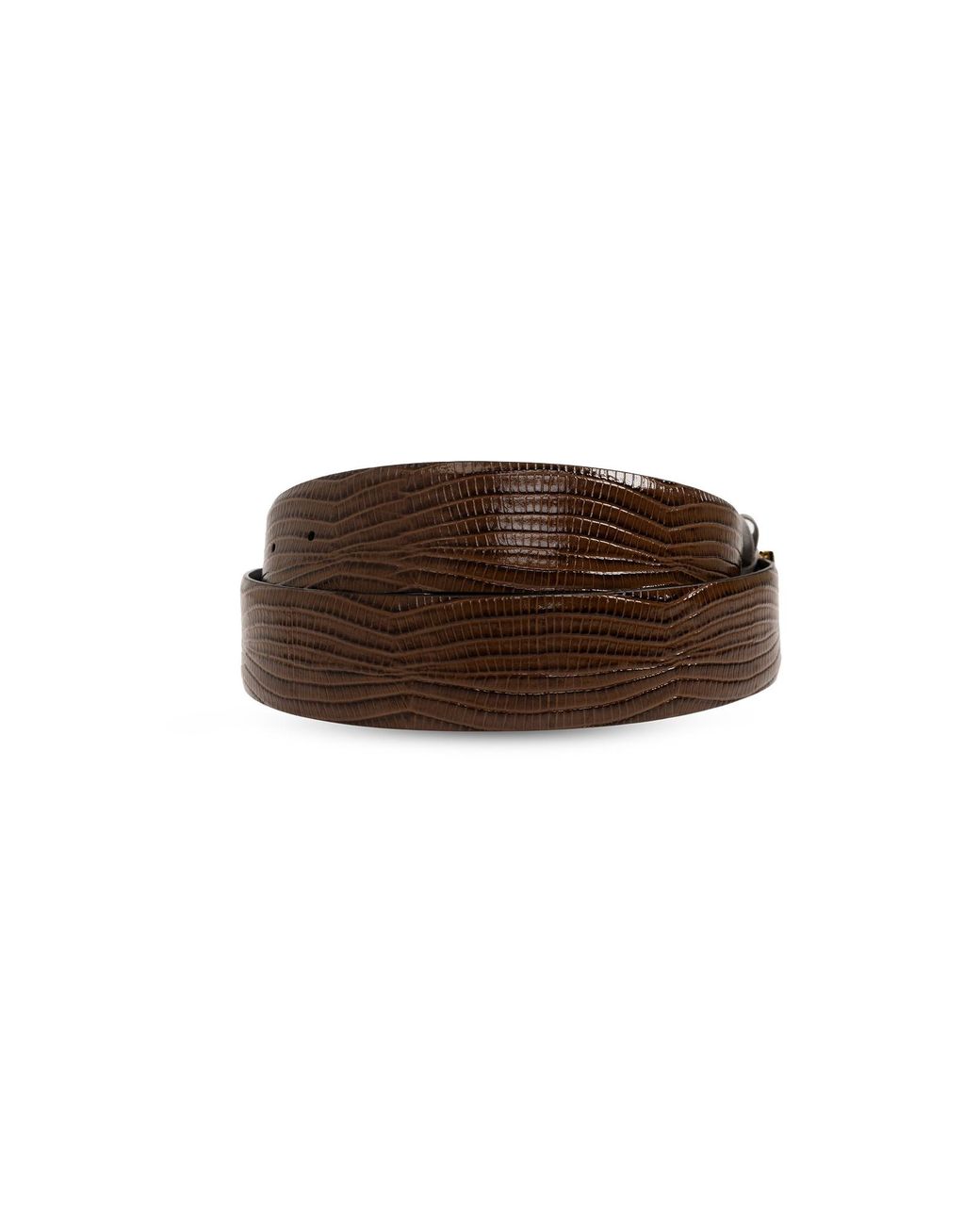 Tom Ford Brown Printed Croc T Icon Reversible Belt for men
