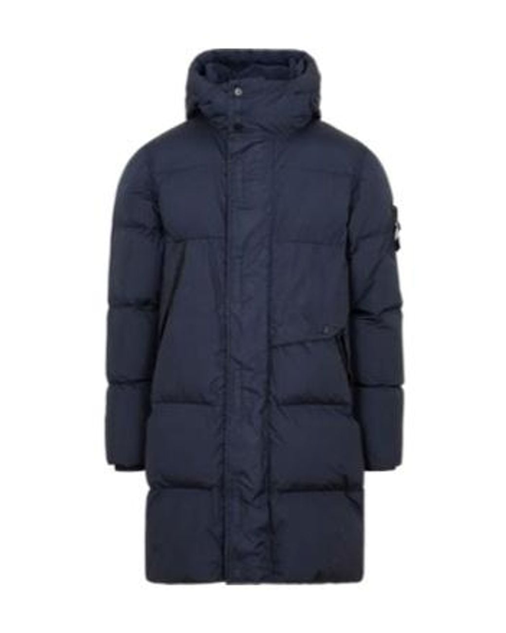 Stone Island Blue Logo Patch Puffer Coat for men