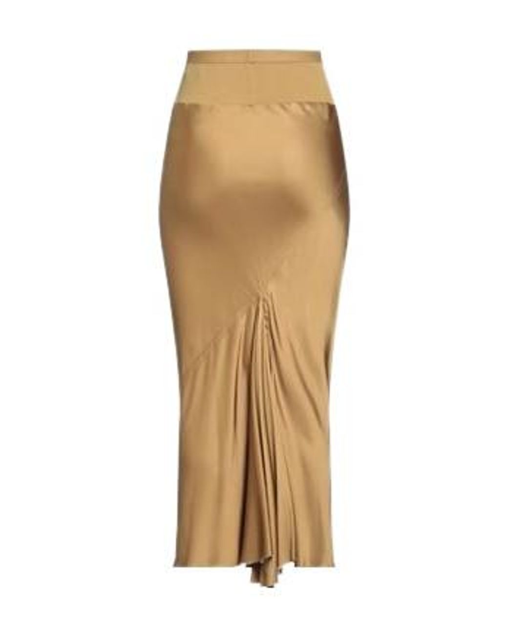 Rick Owens Natural Satin Solid Color Bodycon Skirt
