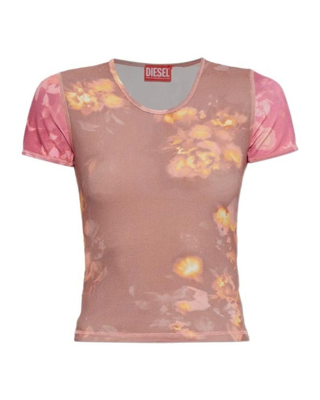 DIESEL Pink Elenewu Floral Print T-Shirt