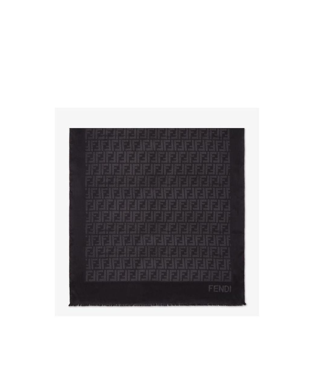 Fendi Blue All-Over Ff Motif Frayed-Edge Scarf