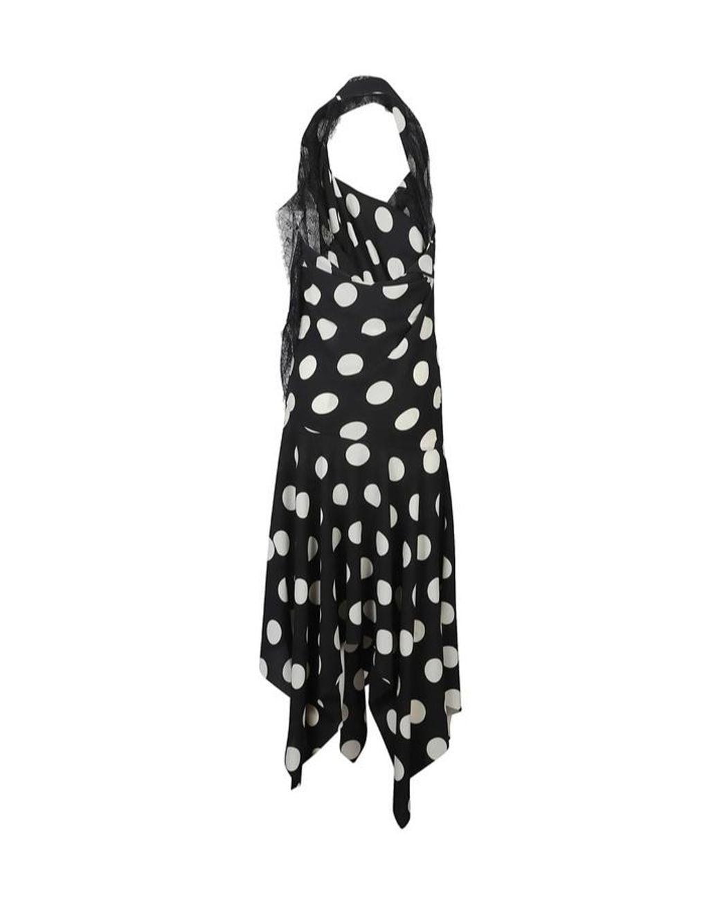 Junya Watanabe Black Polka Dot Printed Halterneck Dress