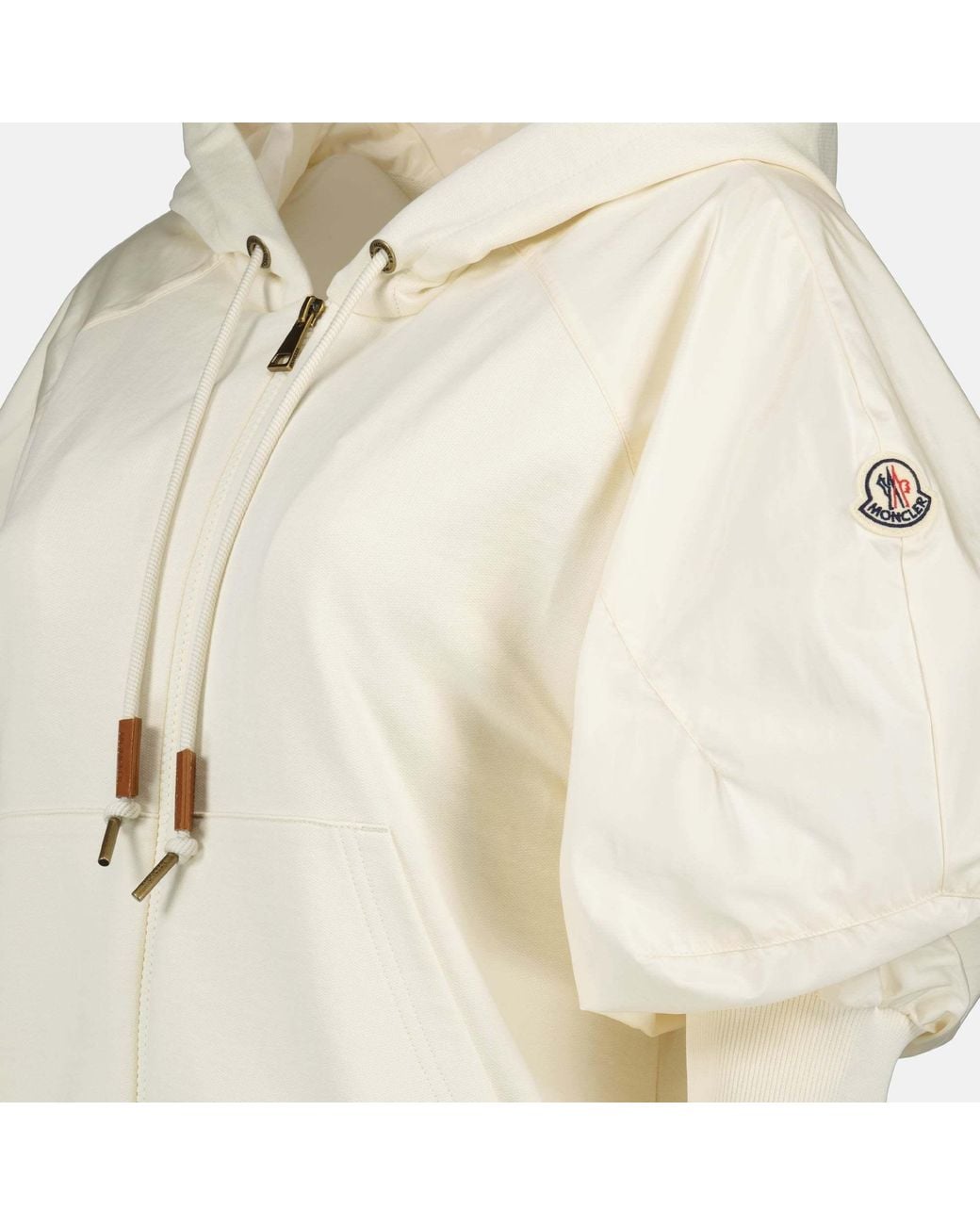 Moncler Natural Puff-Sleeved Zip-Up Hoodie