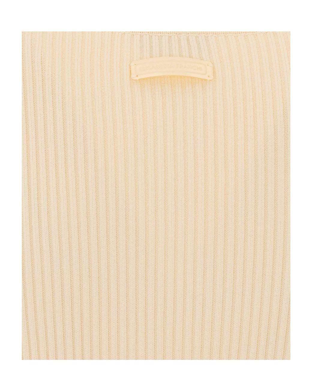 Elisabetta Franchi White Ribbed High Neck Knitted Sweater