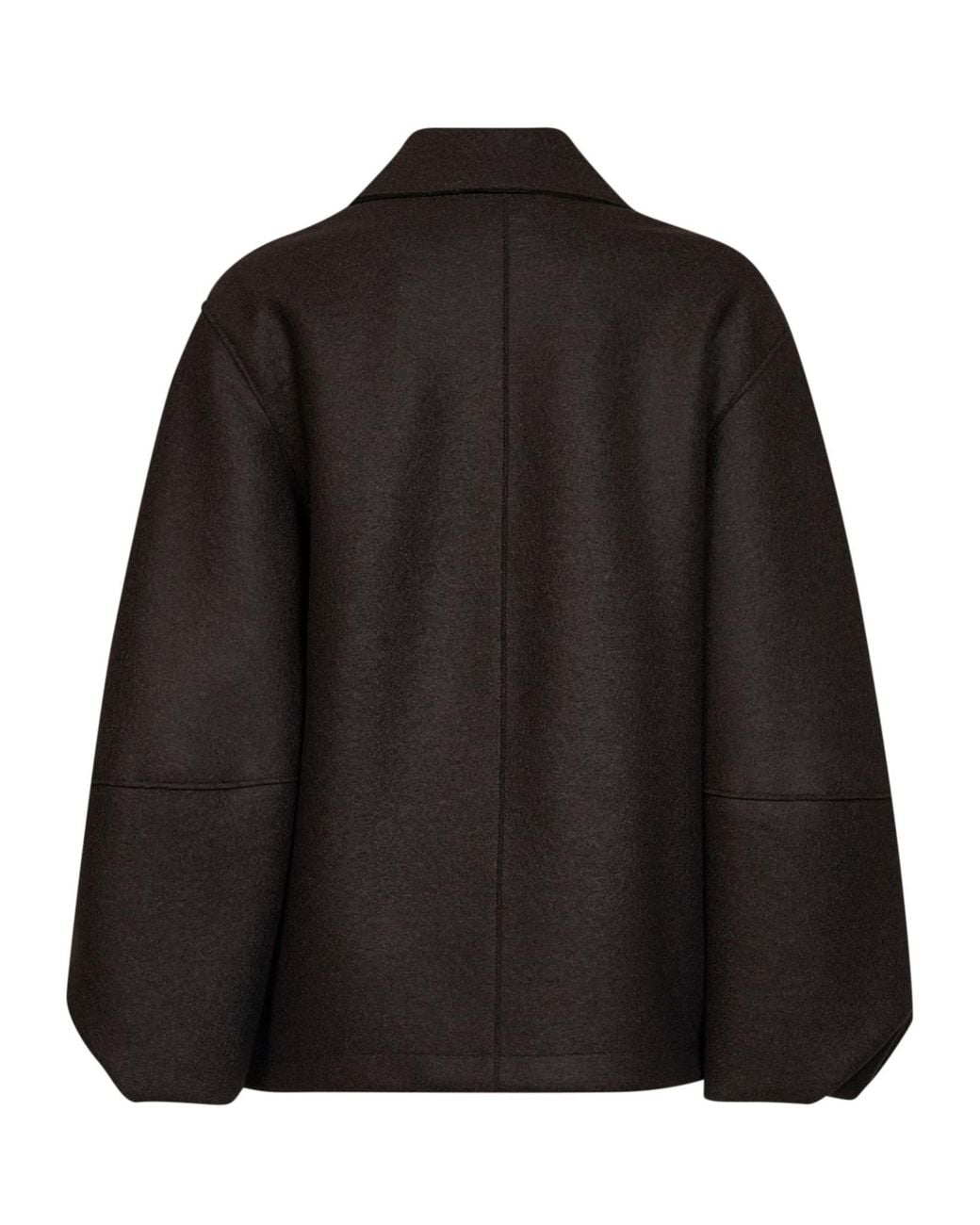 Harris Wharf London Black Boxy Buttoned Coat