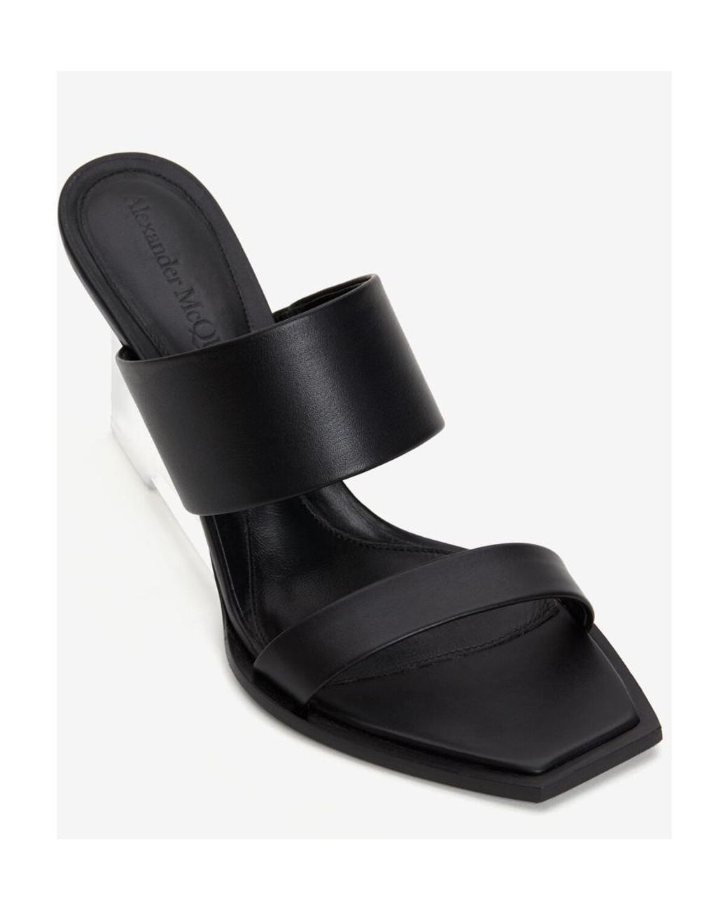 McQueen Black Platform Slip-On Mules