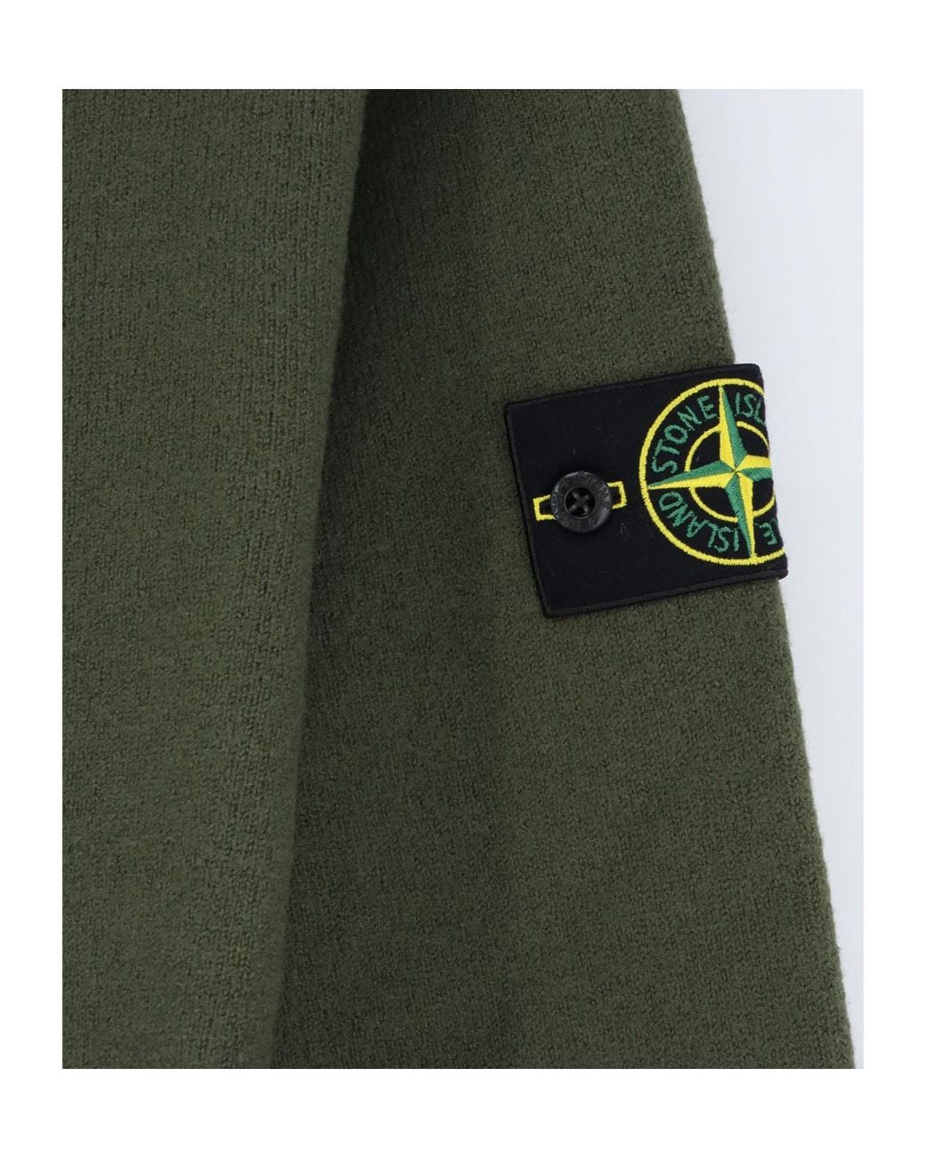 Stone Island Green Regular-Fit Mock Neck Jumper With Rolled Edges for men