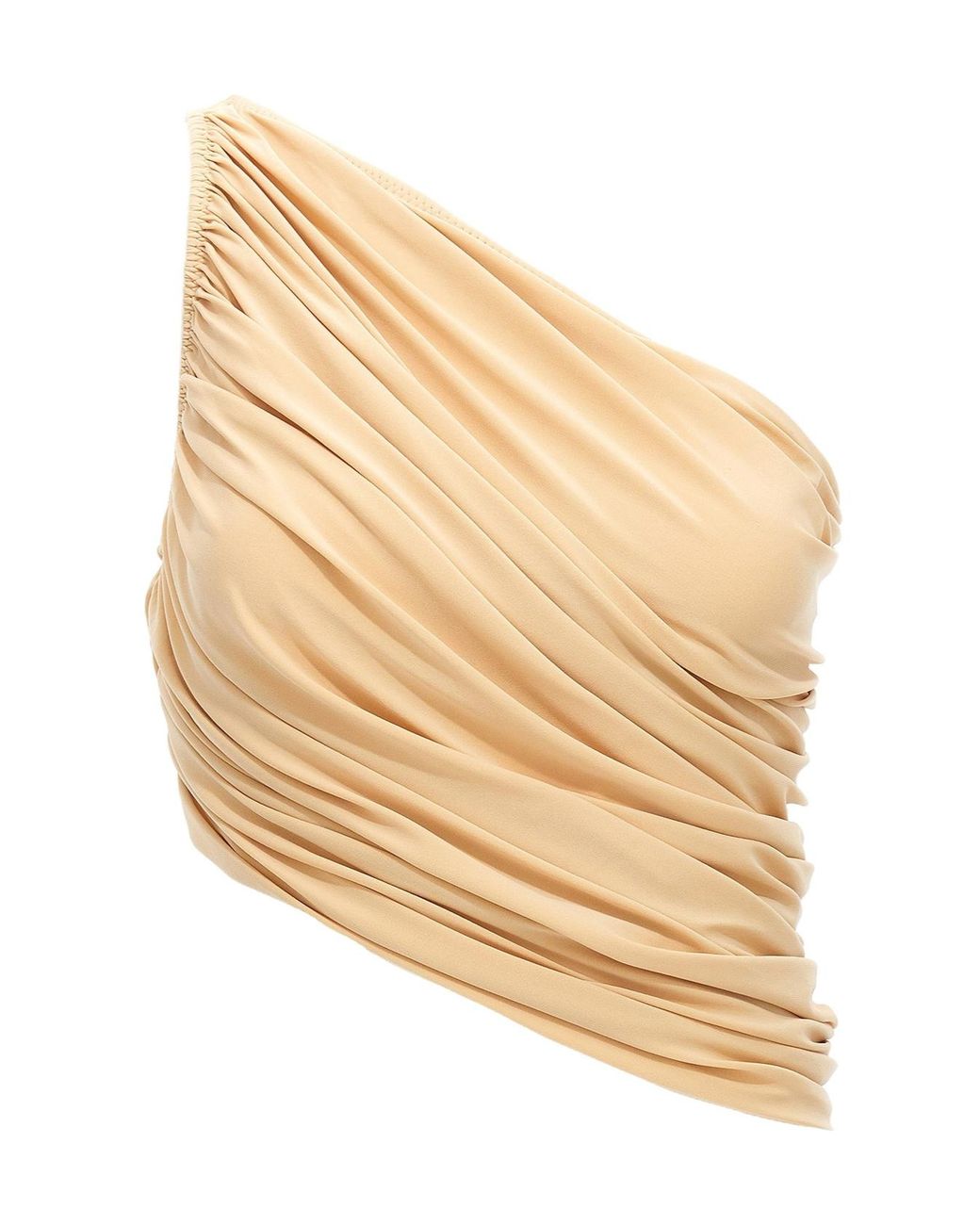 Norma Kamali Natural Draped One-Shoulder Top