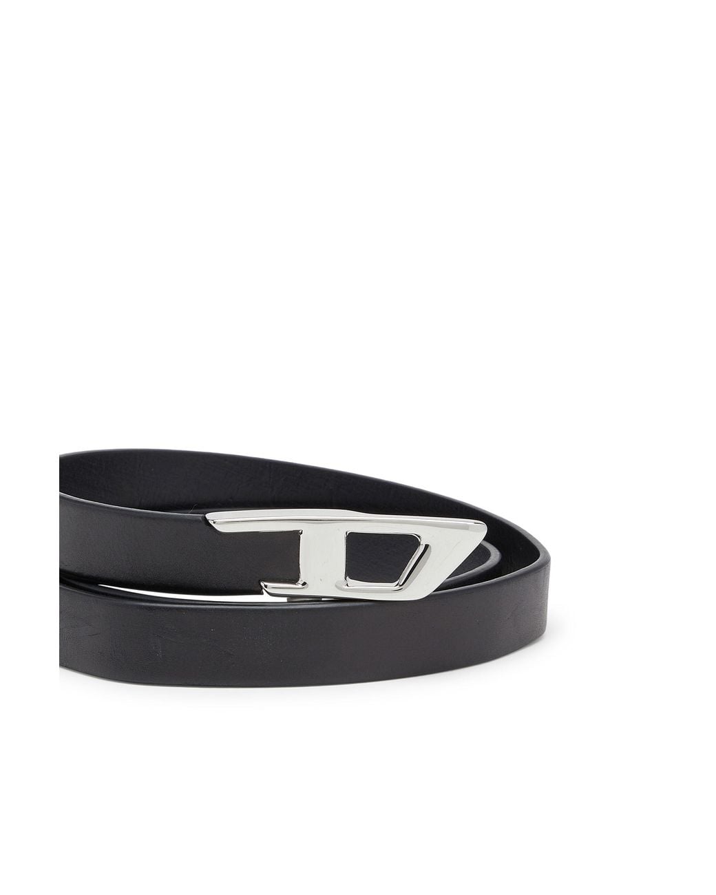 DIESEL White B-D Logo Belt