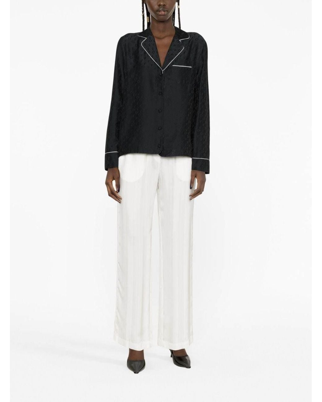 Off-White c/o Virgil Abloh Black Buttoned Long-Sleeved Pyjama Shirt for men
