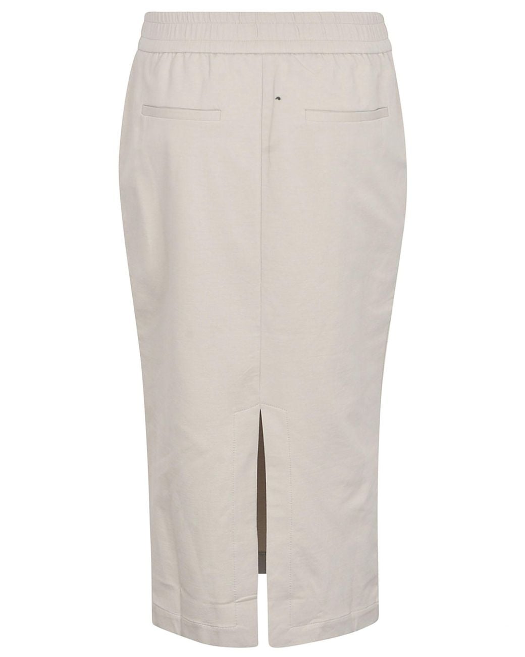 Brunello Cucinelli White Jersey Midi Pencil Skirt