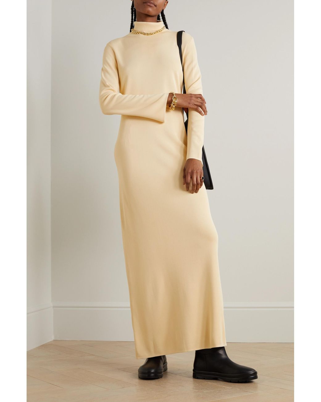 The Row White Alicho High-Necked Dress
