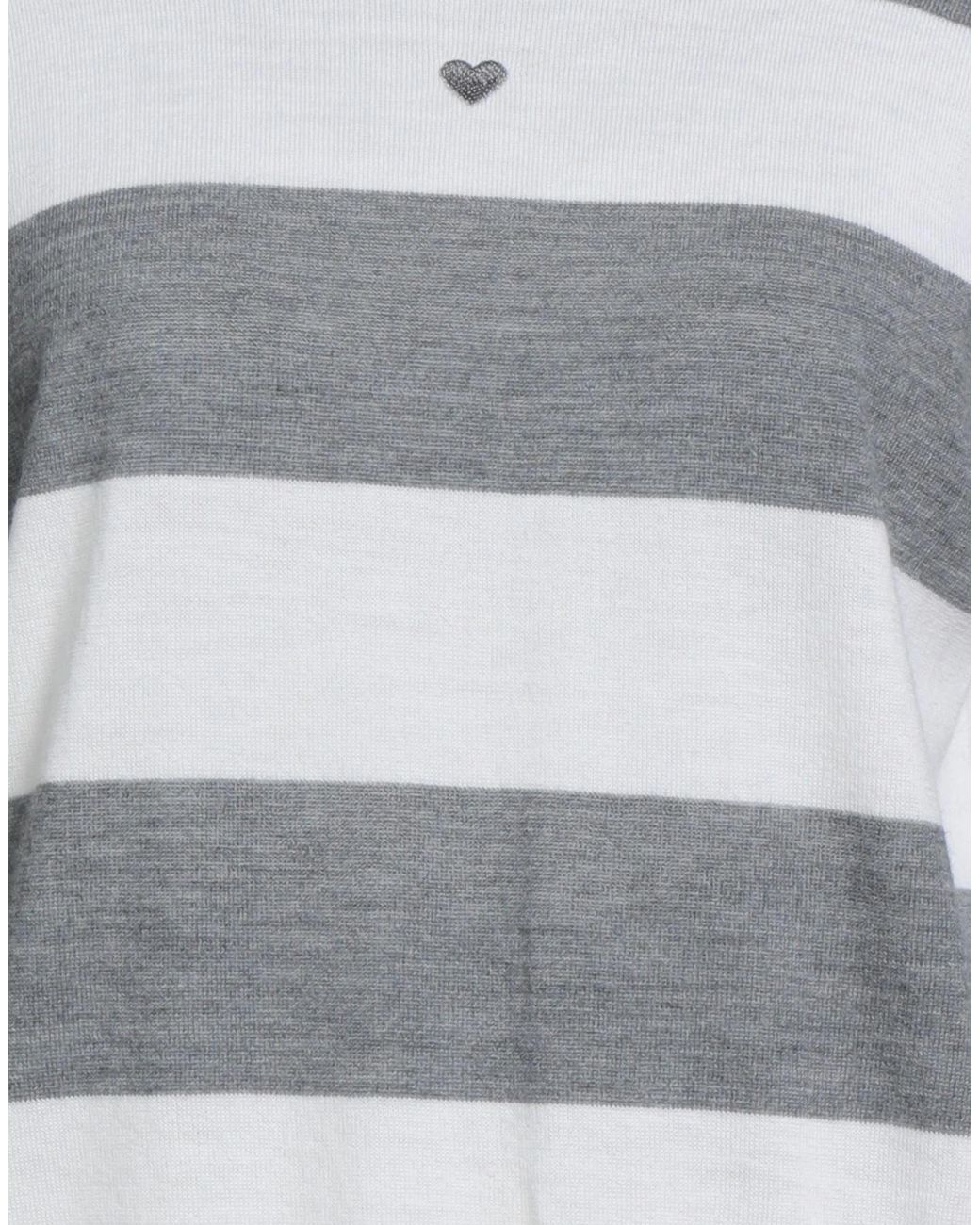MAX&Co. Gray Striped Crew Neck Sweater