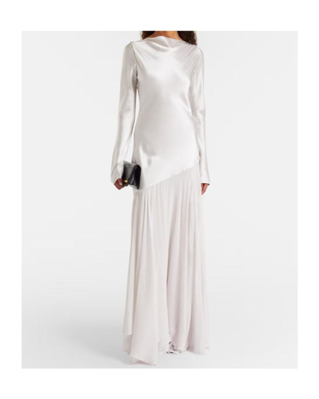 TOVE White Cordelia Silk Satin And Chiffon Maxi Dress