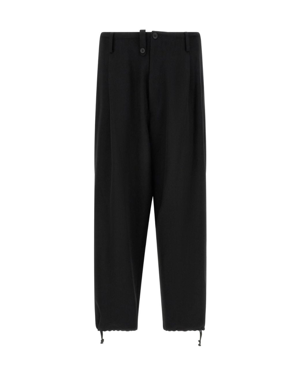 Yohji Yamamoto Black New Standard Wallet Asymmetric-Closure Trousers for men