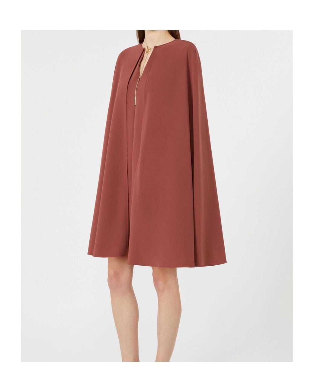 Max Mara Red Short Cady Cape Dress