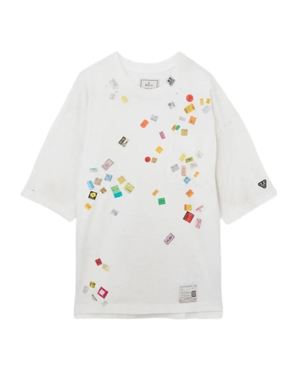 Maison Mihara Yasuhiro White Price-Tag-Sticker-Printed T-Shirt for men