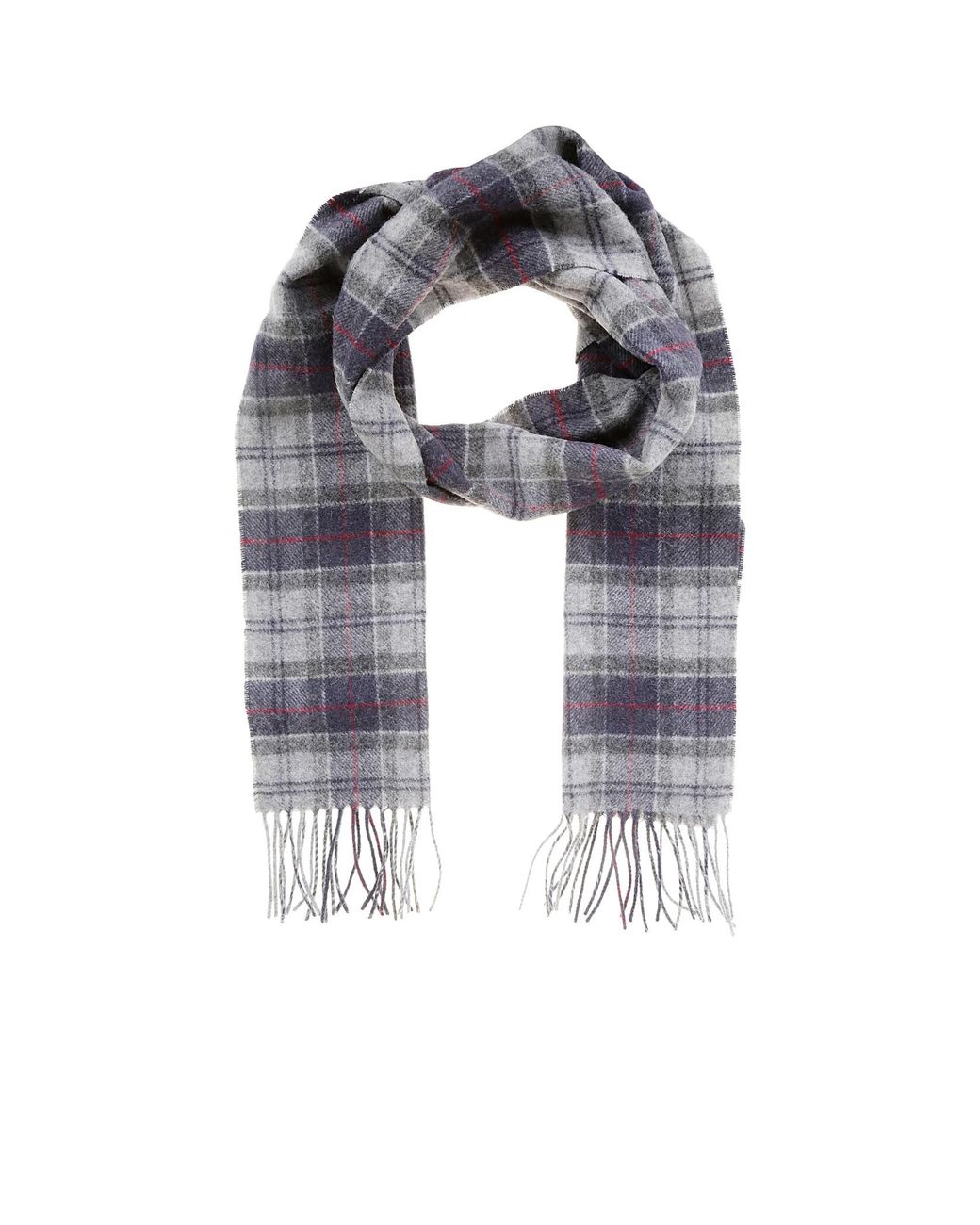 Barbour Blue Checked Tassel Scarf for men