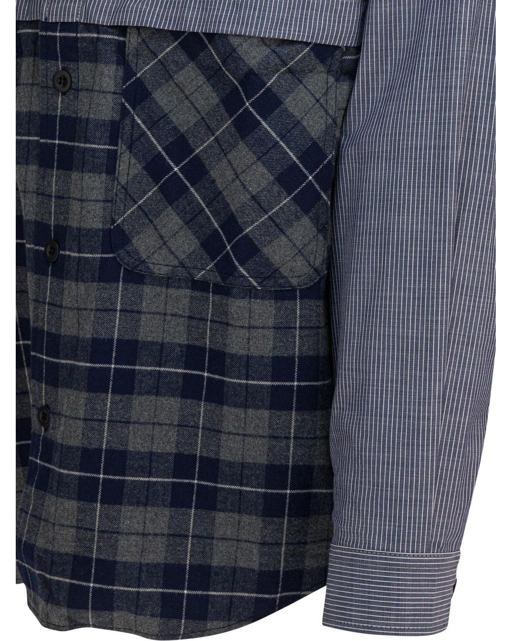 Comme des Garçons Blue Striped Checked Cotton Shirt for men
