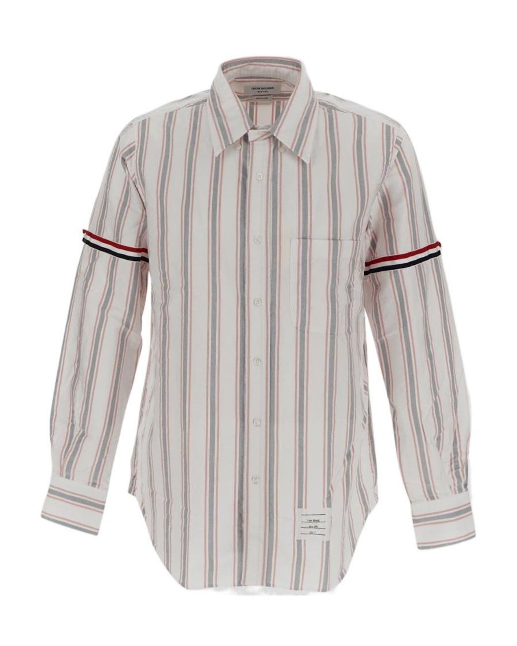 Thom Browne White Stripe Detailed Button-Up Shirt for men