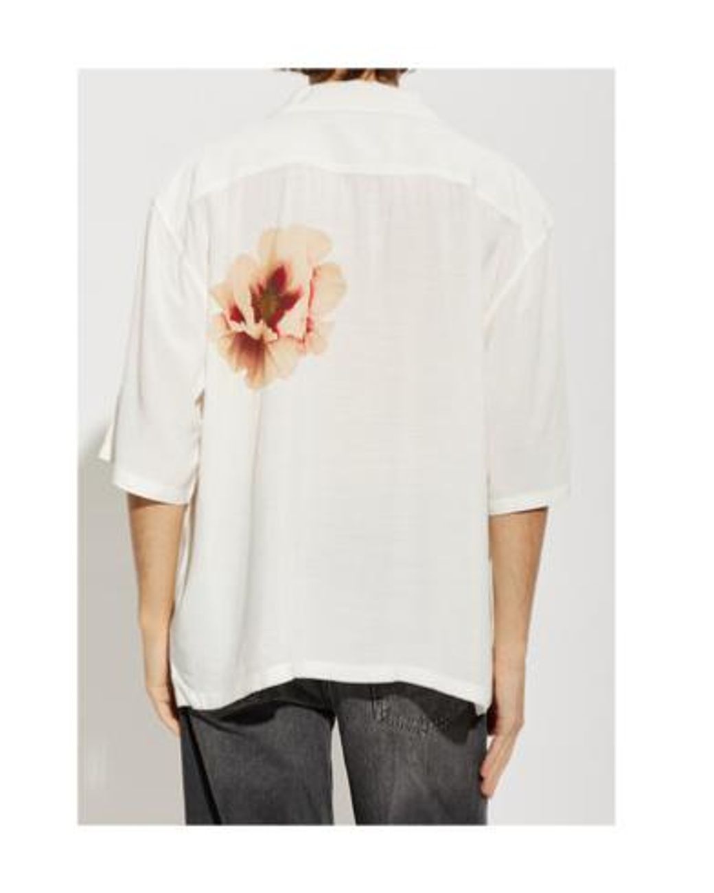 AllSaints White Floral Camp Collar Short Sleeve Shirt for men