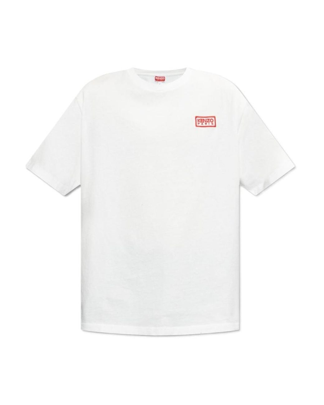 KENZO White Logo Embroidered Crewneck T-Shirt for men