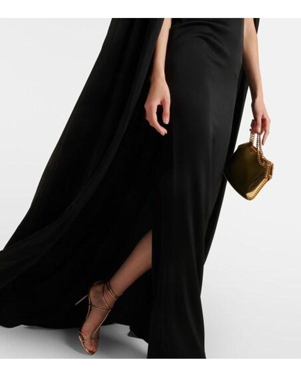 Alex Perry Black Caped Satin Gown