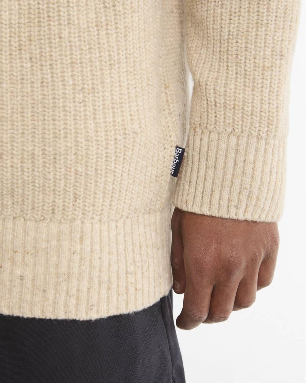 Barbour Natural Shawl Collar Chunky Knit Sweater for men